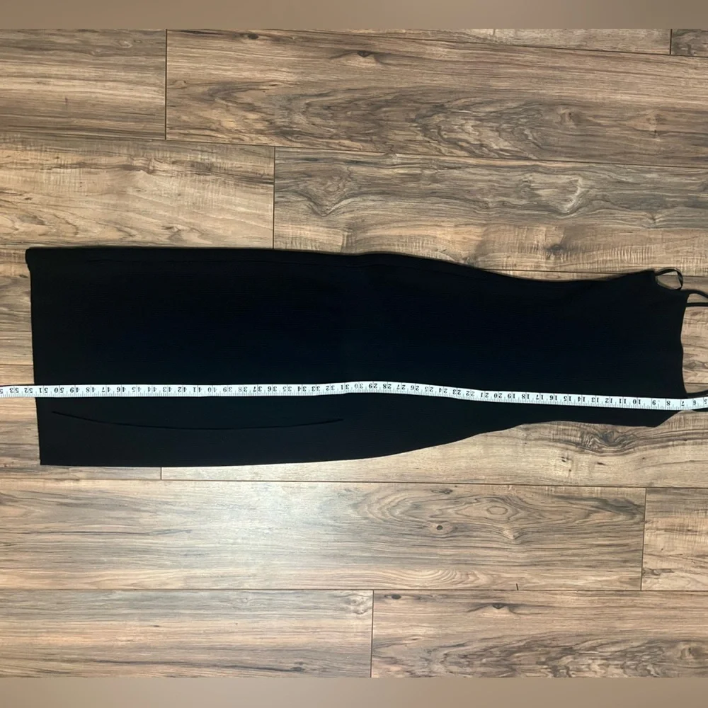 Abercrombie & Fitch Black Ribbed Asymmetrical Strappy Maxi Dress Small Tall